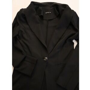Party 21 Womens Black Single Button Blazer Jacket Size 44 Lapel Professional